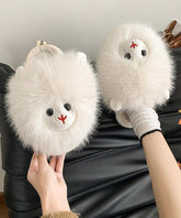 Beige Hausschuhe Schuhe Fuzzy Pelz Mode Spleißen